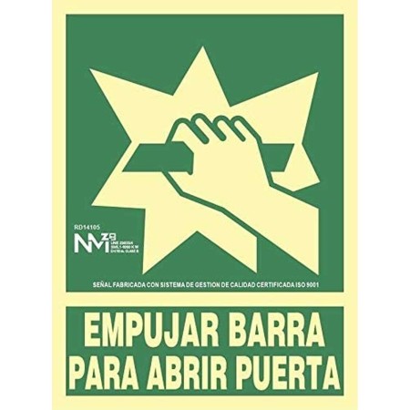 Cartel Normaluz Empujar barra para abrir puerta PVC (22,4 x 30 cm)