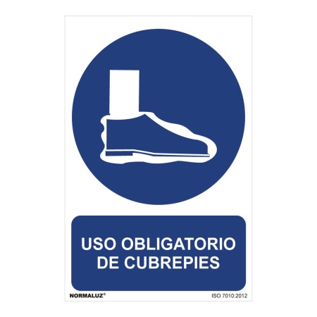 Cartel Normaluz Uso obligatorio de cubrepies PVC (30 x 40 cm)