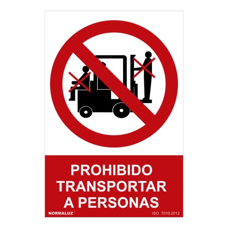 Cartel Normaluz Prohibido transportar a personas PVC (30 x 40 cm)