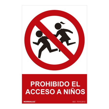 Cartel Normaluz Prohibido el acceso a niños PVC (30 x 40 cm)