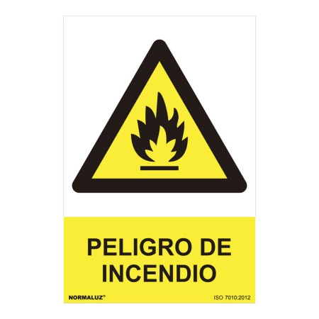 Cartel Normaluz Peligro de incendio PVC (30 x 40 cm)