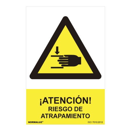 Cartel Normaluz Atención riesgo de atrapamiento PVC (30 x 40 cm)