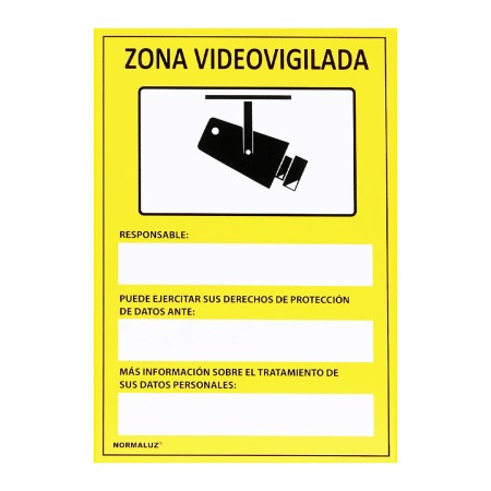 Cartel Normaluz Zona videovigilada PVC (15 x 20 cm)