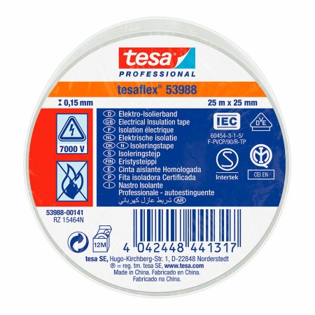 Ruban isolant TESA Blanc PVC (25 mm x 25 m)