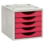 Archivador Modular Archivo 2000 ArchivoTec Serie 4000 Fucsia 5 cajones Din A4 Gris (34 x 27 x 26 cm)