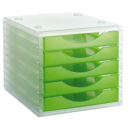 Classeur modulaire Archivo 2000 ArchivoTec Serie 4000 5 tiroirs Translucide Din A4 Vert clair (34 x 27 x 26 cm)