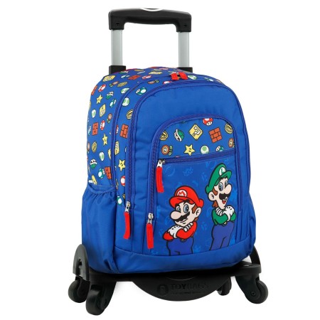 Mochila Escolar con Ruedas Super Mario Rojo Azul (40 x 30 x 16 cm)