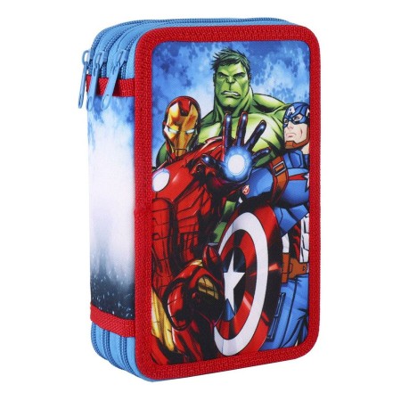 Pochette à crayons triple The Avengers 43 Pièces Bleu (12 x 19,5 x 6,5 cm)