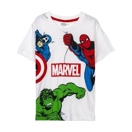 Camiseta de Manga Corta The Avengers Infantil Blanco