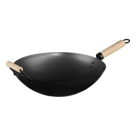 Sartén Wok Secret de Gourmet Negro Acero Inoxidable (Ø 35 cm)