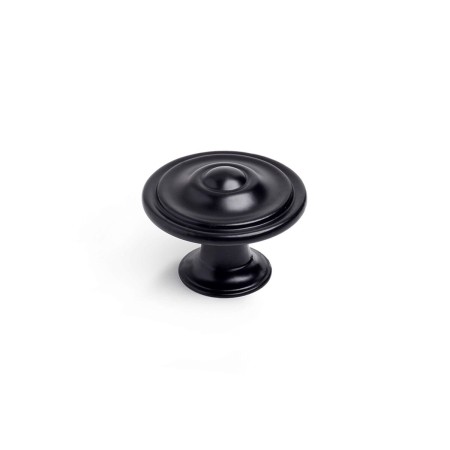 Pommeau Rei 3110 Rond Mat Noir Métal 4 Unités (Ø 35 x 26 mm)