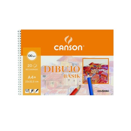 Bloc de dibujo Canson Basik Microperforado Con recuadro 130 g 20 Hojas 10 Unidades Espiral (23 x 32,5 cm)