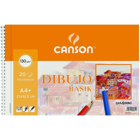 Bloc de dibujo Canson Basik Microperforado Con recuadro 130 g 20 Hojas 10 Unidades Espiral (23 x 32,5 cm)