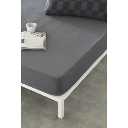 Sábana Bajera Ajustable Naturals ELBA Gris oscuro 105 x 190/200 cm (Cama de 105)