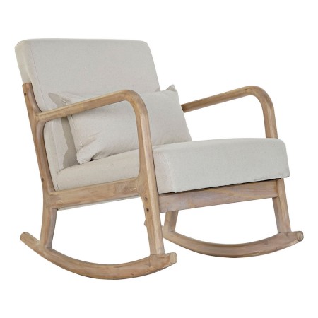 Sillón DKD Home Decor Beige Lino Madera de caucho (66 x 85 x 81 cm)