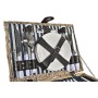 Panier DKD Home Decor osier Pique-nique Céramique Naturel Bleu Polyester Acier inoxydable (41 x 33 x 23 cm)
