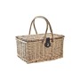 Panier DKD Home Decor osier Pique-nique Céramique Naturel Bleu Polyester Acier inoxydable (41 x 33 x 23 cm)