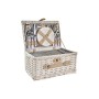 Panier DKD Home Decor osier Pique-nique Céramique Beige Polyester Acier inoxydable Blanc (40 x 28 x 20 cm)