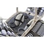 Cesta DKD Home Decor Mimbre Pícnic Azul Poliéster Blanco (40 x 40 x 42 cm)