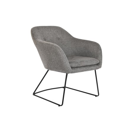 Sillón DKD Home Decor Negro Gris Metal Lino (63 x 64 x 70 cm)