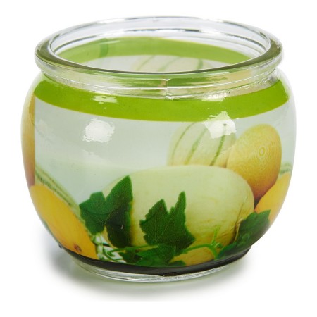 Vela Perfumada Melon Verde Naranja Vidrio Cera Cristal