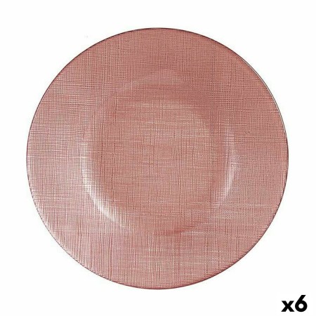 Plato Llano Rosa Vidrio 6 Unidades (21 x 2 x 21 cm)