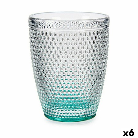 Vaso Puntos Turquesa Vidrio (300 ml) (6 Unidades)