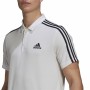 Polo de Manga Corta Hombre Adidas Primeblue 3 Stripes Blanco