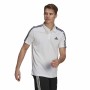 Polo de Manga Corta Hombre Adidas Primeblue 3 Stripes Blanco