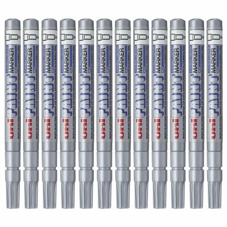 Rotulador permanente Uni-Ball Paint PX-21L Plateado 12 Unidades