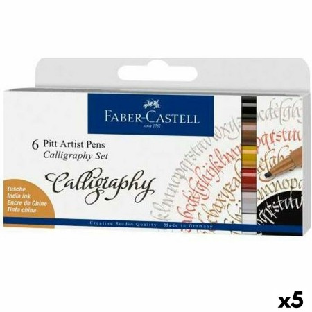 Set de Rotuladores Faber-Castell Pitt Artist Estuche Caligrafía 5 Unidades