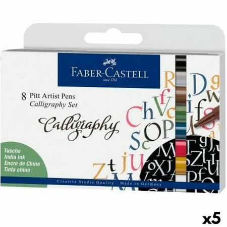 Set de Rotuladores Faber-Castell Pitt Artist Estuche Caligrafía 5 Unidades