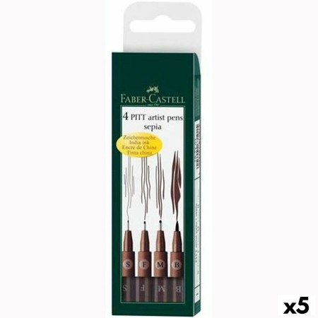 Set de Rotuladores Faber-Castell Pitt Artist Estuche Sepia 5 Unidades