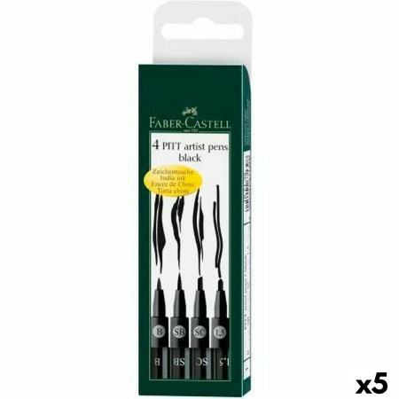 Set de Rotuladores Faber-Castell Pitt Artist Estuche Negro 5 Unidades