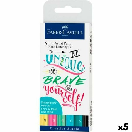 Ensemble de Marqueurs Faber-Castell Pitt Artist Coffret Calligraphie Gâteau 5 Unités