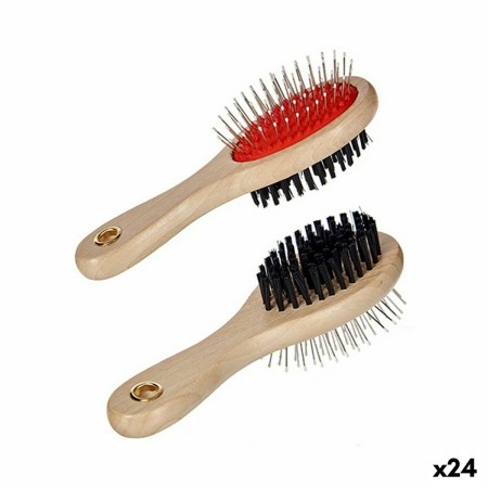 Brosse pour Chiens Rouge Noir Marron Acier Plastique (9 x 5 x 21 cm) (24 Unités)