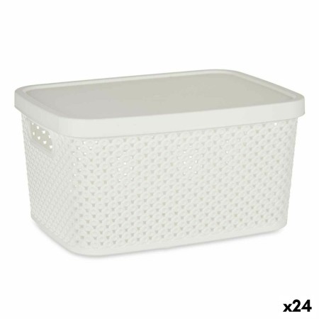 Boîte de rangement avec couvercle Blanc Plastique 3,5 L (17,5 x 12,5 x 23,8 cm) (24 Unités)