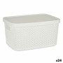 Boîte de rangement avec couvercle Blanc Plastique 3,5 L (17,5 x 12,5 x 23,8 cm) (24 Unités)