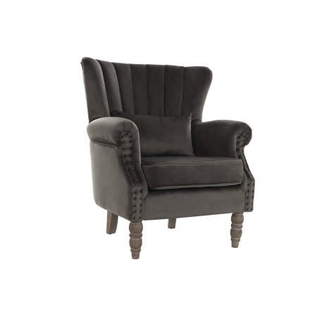 Sillón DKD Home Decor Terciopelo Madera de caucho Gris oscuro (74 x 70 x 88 cm)
