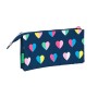 Trousse Fourre-Tout Triple Benetton Corazones Multicouleur Blue marine (22 x 12 x 3 cm)