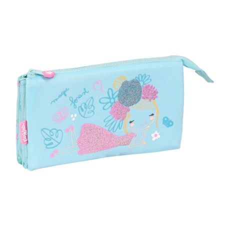 Trousse Fourre-Tout Triple Glow Lab Cute doll Bleu clair (22 x 12 x 3 cm)