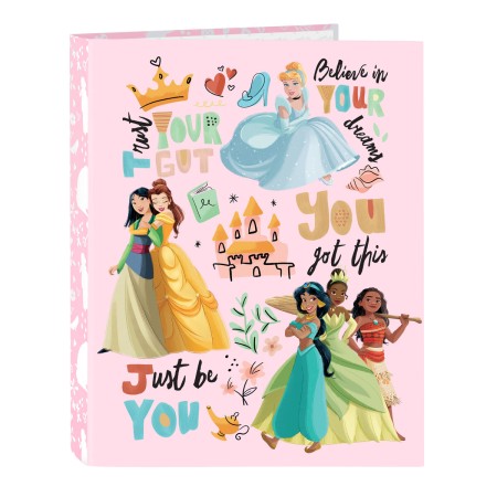 Carpeta de anillas Princesses Disney Magical Beige Rosa A4 (26.5 x 33 x 4 cm)