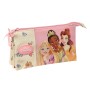 Trousse Fourre-Tout Triple Princesses Disney Magical Beige Rose (22 x 12 x 3 cm)