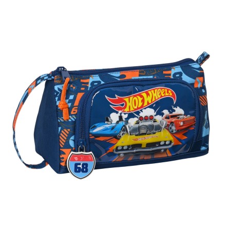 Estuche Escolar Hot Wheels Speed club Naranja Azul marino (20 x 11 x 8.5 cm)