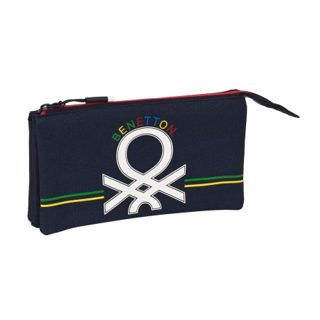 Trousse Fourre-Tout Triple Benetton Sixties Blue marine (22 x 12 x 3 cm)