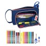 Estuche Escolar con Accesorios Kelme Navy blue Naranja Azul marino (20 x 11 x 8.5 cm) (32 Piezas)