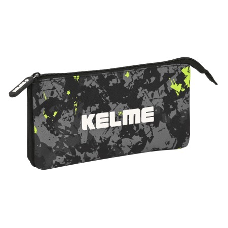 Trousse Fourre-Tout Triple Kelme Jungle Noir Gris Citron (22 x 12 x 3 cm)