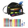 Trousse Scolaire avec Accessoires Kelme Jungle Noir Gris Citron (20 x 11 x 8.5 cm) (32 Pièces)