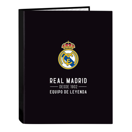 Carpeta de anillas Real Madrid C.F. Corporativa Negro A4 (26.5 x 33 x 4 cm)