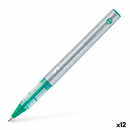 Boligrafo de tinta líquida Faber-Castell Roller Free Ink Verde (12 Unidades)